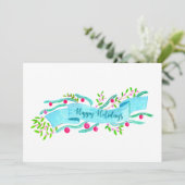 Happy Holidays, watercolor Christmas banner Einladung (Stehend Vorderseite)