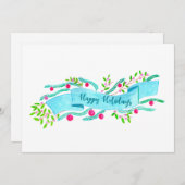 Happy Holidays, watercolor Christmas banner Einladung (Vorne/Hinten)