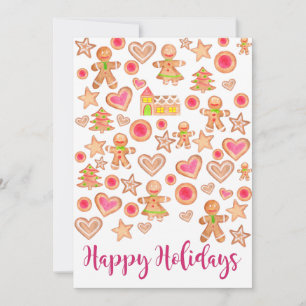 Happy Holidays watercolor gingerbread cookies Einladung