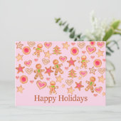 Happy Holidays watercolor gingerbread cookies Einladung (Stehend Vorderseite)