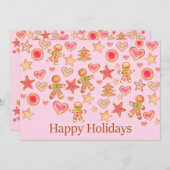 Happy Holidays watercolor gingerbread cookies Einladung (Vorne/Hinten)