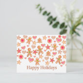 Happy Holidays watercolor gingerbread cookies Postkarte (Stehend Vorderseite)