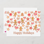 Happy Holidays watercolor gingerbread cookies Postkarte (Vorne/Hinten)