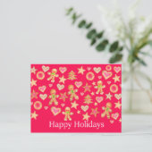 Happy Holidays watercolor gingerbread cookies Postkarte (Stehend Vorderseite)