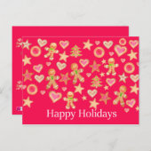 Happy Holidays watercolor gingerbread cookies Postkarte (Vorne/Hinten)