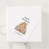 Happy Holidays Watercolor House Personalized  Geschenkanhänger (Beispiel)