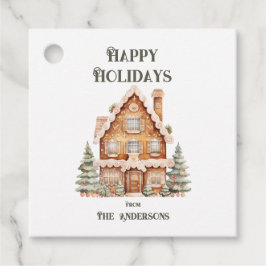 Happy Holidays Watercolor House Personalized Geschenkanhänger