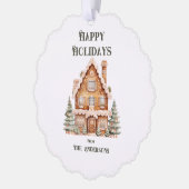 Happy Holidays Watercolor House Personalized  Ornament Karte (Links)