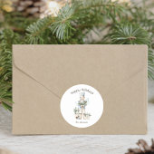 Happy Holidays Watercolor Nutcracker Familienname Runder Aufkleber