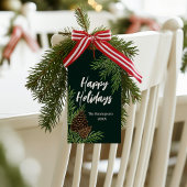 Happy Holidays Watercolor Pine Grün Weihnachten Geschenkanhänger