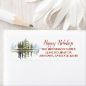 Happy Holidays Watercolor Pine Tree Adresse (Insitu)