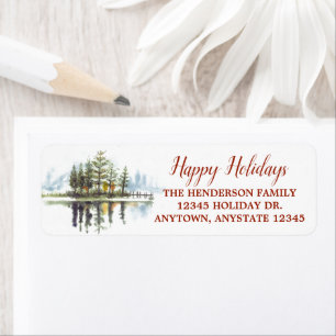 Happy Holidays Watercolor Pine Tree Adresse