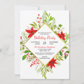 Happy Holidays Watercolor Poinsettia | Weihnachten Einladung (Vorderseite)