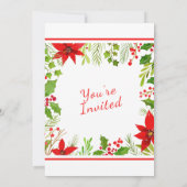 Happy Holidays Watercolor Poinsettia | Weihnachten Einladung (Rückseite)