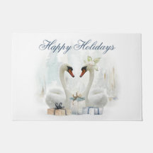 Happy Holidays Watercolor Schwäne mit Geschenken