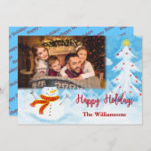 Happy Holidays Watercolor Snowman Foto Weihnachten (Vorne/Hinten)