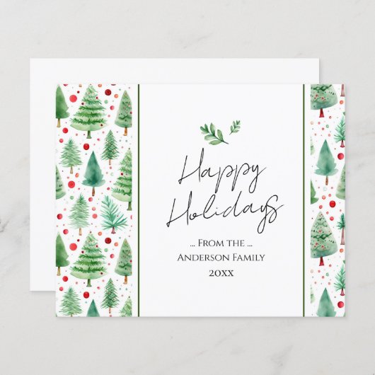 Happy Holidays Watercolor Tree (Vorne/Hinten)