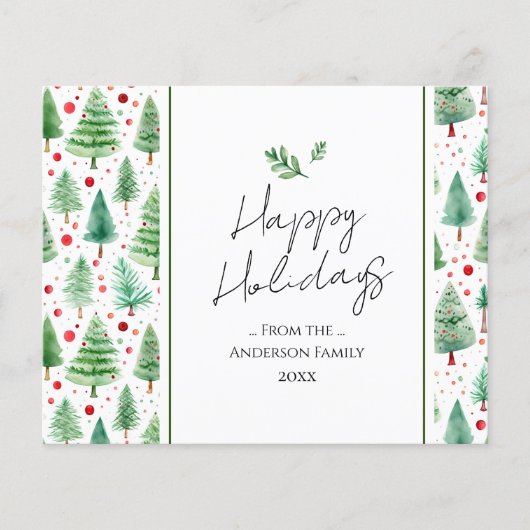 Happy Holidays Watercolor Tree (Vorderseite)