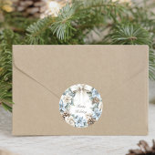 Happy Holidays Watercolor Weihnachtskranz Runder Aufkleber