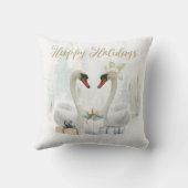 Happy Holidays Watercolor Winter Swans Kissen (Rückseite)