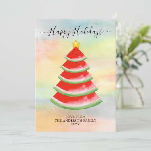 Happy Holidays Watermelon Feiertagskarte (Stehend Vorderseite)