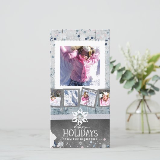 Happy Holidays Weihnachten 5 Foto Collage (Stehend Vorderseite)