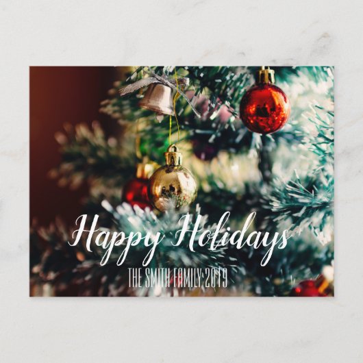 Happy Holidays Weihnachten aus Familienname (Vorderseite)