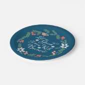 Happy Holidays Weihnachten Bunco Party Blue Green Pappteller (Schrägansicht)