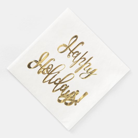 Happy Holidays Weihnachten Eleganter Chic Gold Tex Serviette (Ecke)