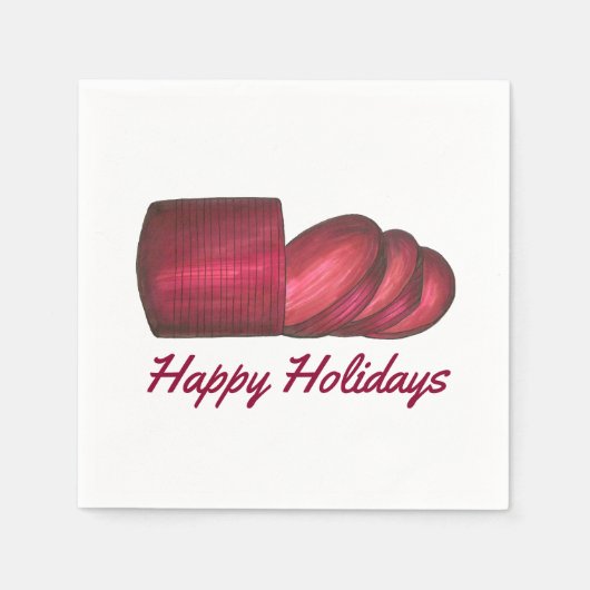 Happy Holidays Weihnachten Erntedank Cranberry Serviette (Vorderseite)