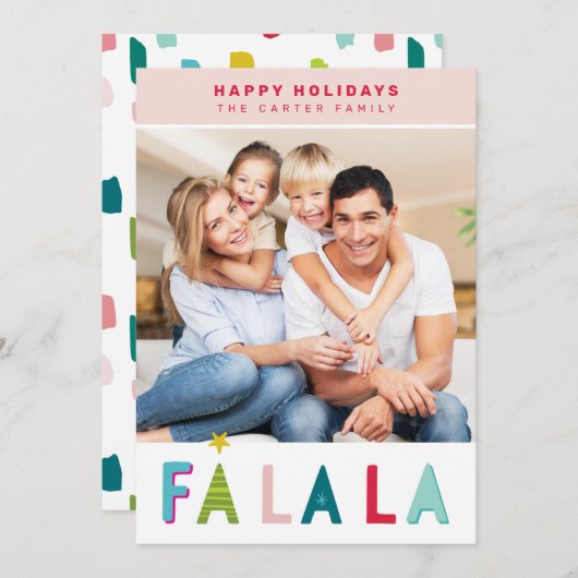 HAPPY HOLIDAYS Weihnachten falala typografie rosa (Vorne/Hinten)