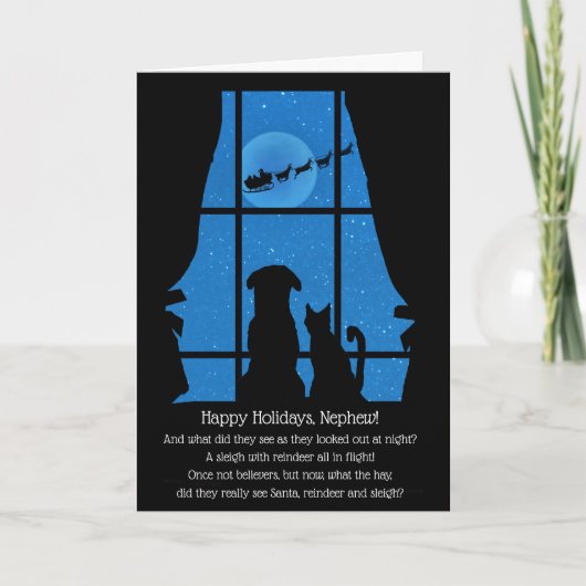Happy Holidays Weihnachten für Nephew Niedlich Hun Karte (Vorderseite)