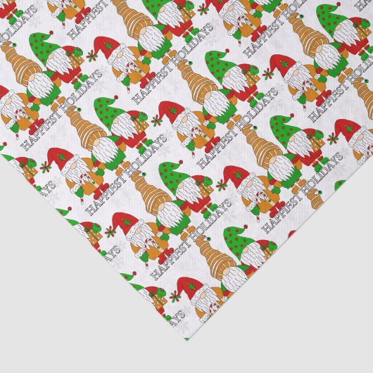 Happy Holidays Weihnachten Gnomes Festiv Niedlich Seidenpapier (Ausschnitt)
