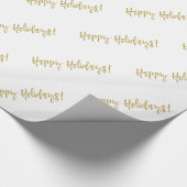 Happy Holidays Weihnachten Gold Foil und White Geschenkpapier (Ecke)