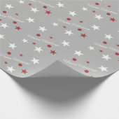 Happy Holidays Weihnachten grau und rot mit Sterne Geschenkpapier (Ecke)