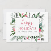 Happy Holidays Weihnachten Grüne Rote Karte (Vorderseite)