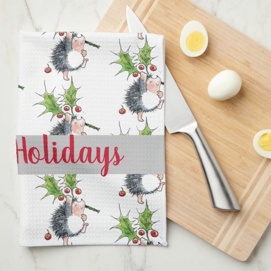 Happy Holidays Weihnachten Igel Geschirrtuch (Viertel Falte)