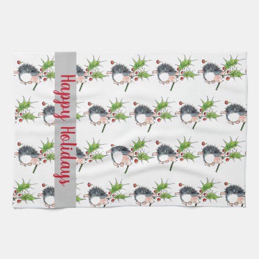 Happy Holidays Weihnachten Igel Geschirrtuch (Horizontal)