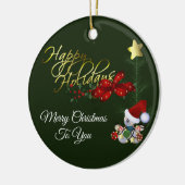 Happy Holidays Weihnachten Keramik Ornament (Links)
