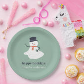 Happy Holidays Weihnachten Melting Snowman Niedlic Pappteller (Party)