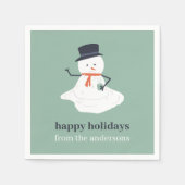Happy Holidays Weihnachten Melting Snowman Niedlic Serviette (Vorderseite)