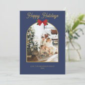 Happy Holidays Weihnachten Minimal Foto Card Einladung (Stehend Vorderseite)