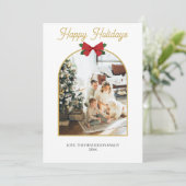 Happy Holidays Weihnachten Minimal Foto Card Einladung (Stehend Vorderseite)