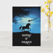 Happy Holidays Weihnachten mit Horse Watching Sant Karte (Gelbe Blume)