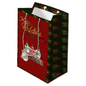 Happy Holidays Weihnachten Mittlere Geschenktüte (Rückseite Schrägansicht)