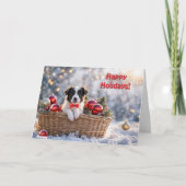 Happy Holidays Weihnachten Niedlich Border Collie  Karte (Vorderseite)