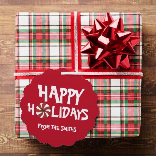Happy Holidays Weihnachten Red Peppermint Candy Ca Ornament Karte (Insitu (Geschenk))