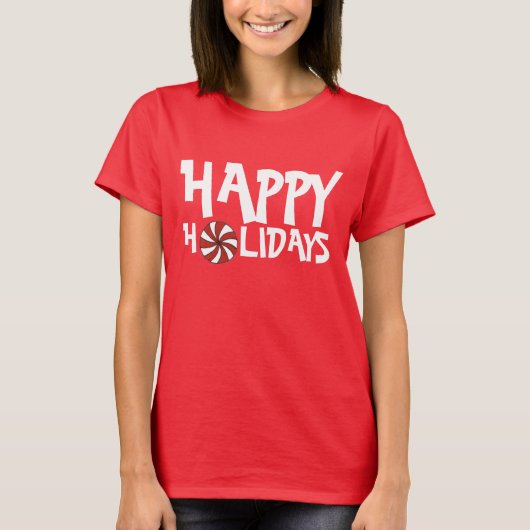 Happy Holidays Weihnachten Red Peppermint Candy Ca T-Shirt (Vorderseite)