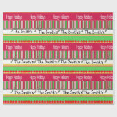 Happy Holidays Weihnachten Rotes grünes Wrapping P Geschenkpapier (Flach)