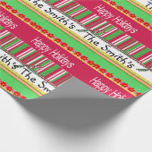 Happy Holidays Weihnachten Rotes grünes Wrapping P Geschenkpapier (Ecke)